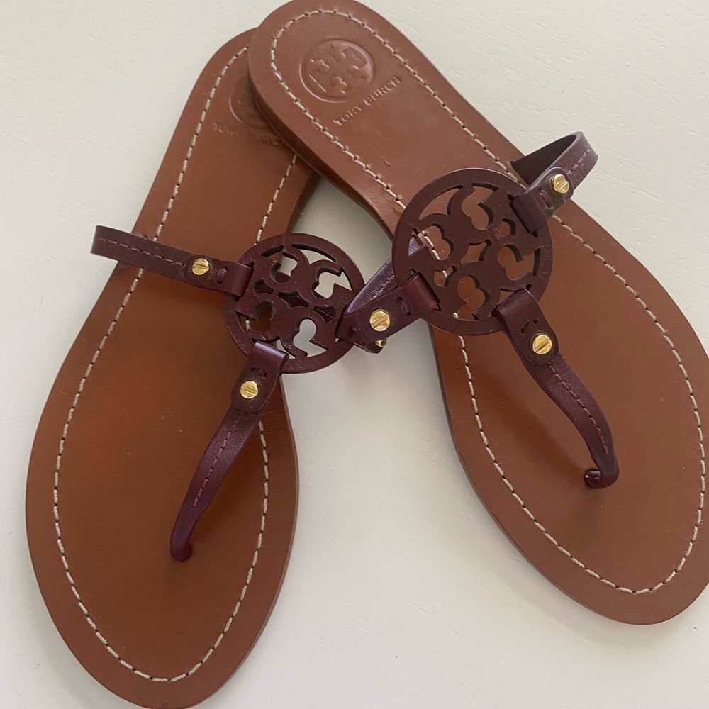 Tory Burch Mini Miller Sandals Maroon Size 6